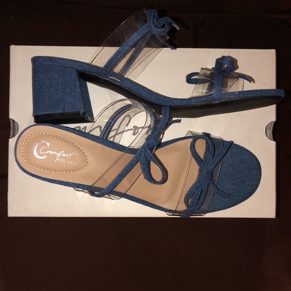 Comfort Denim Bow Heels - Picture 2 of 11